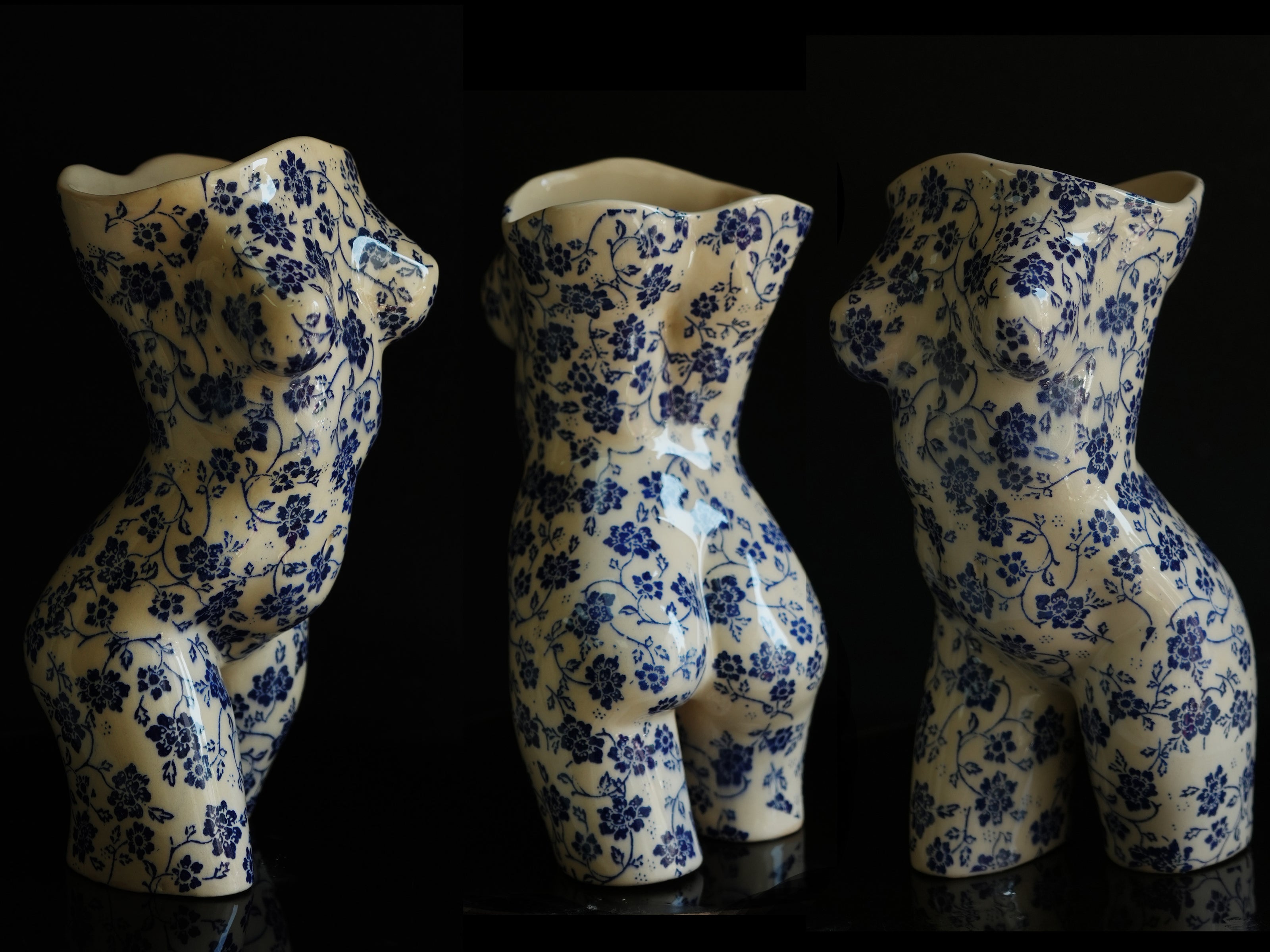 Hand-Painted Ceramic Female Body Vase