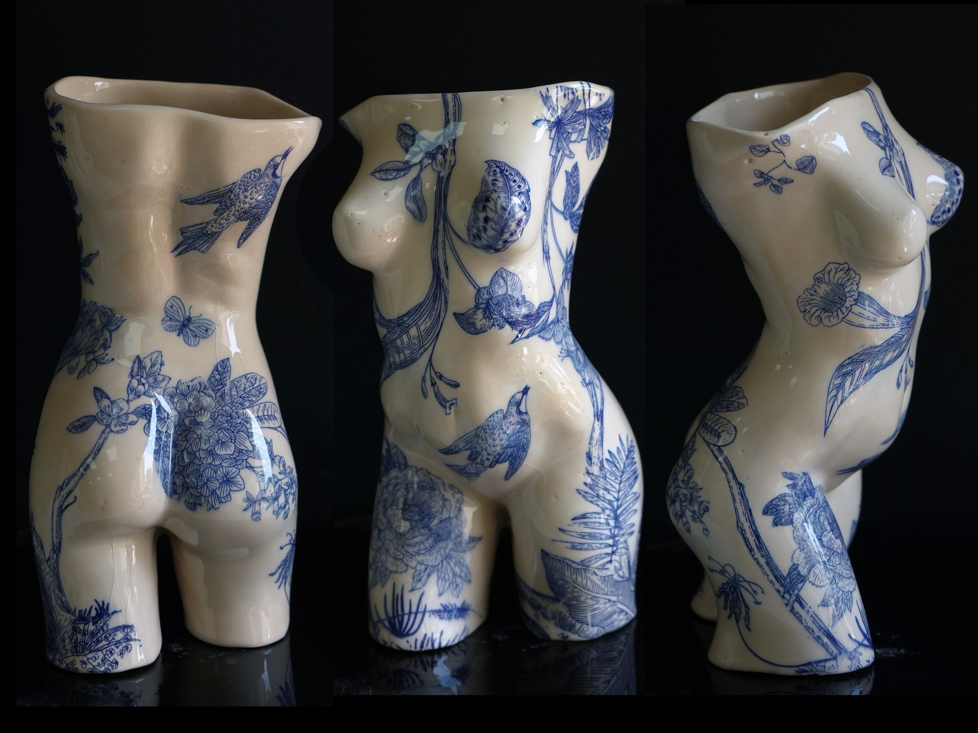 Hand-Painted Ceramic Female Body Vase