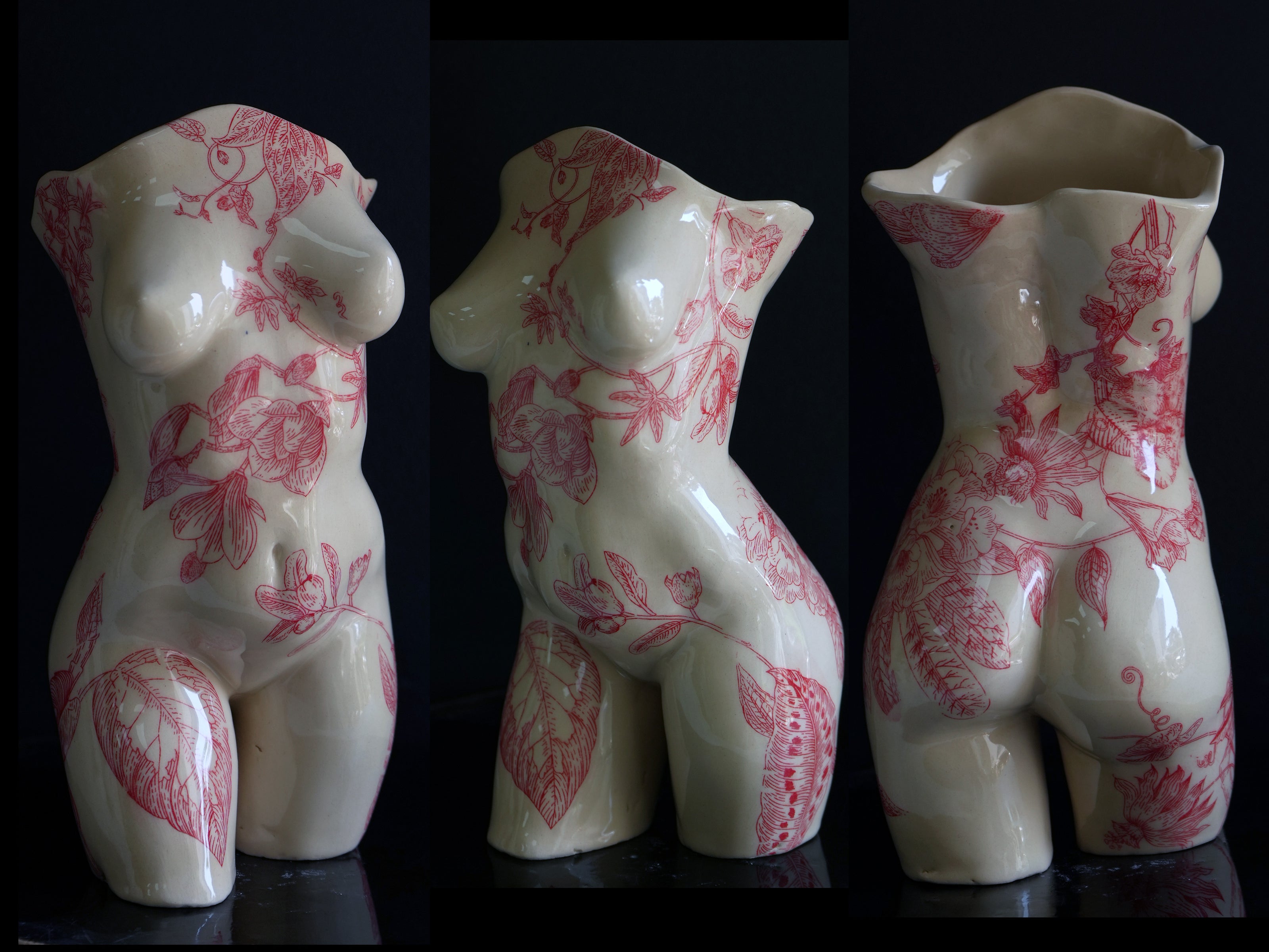 Hand-Painted Ceramic Female Body Vase