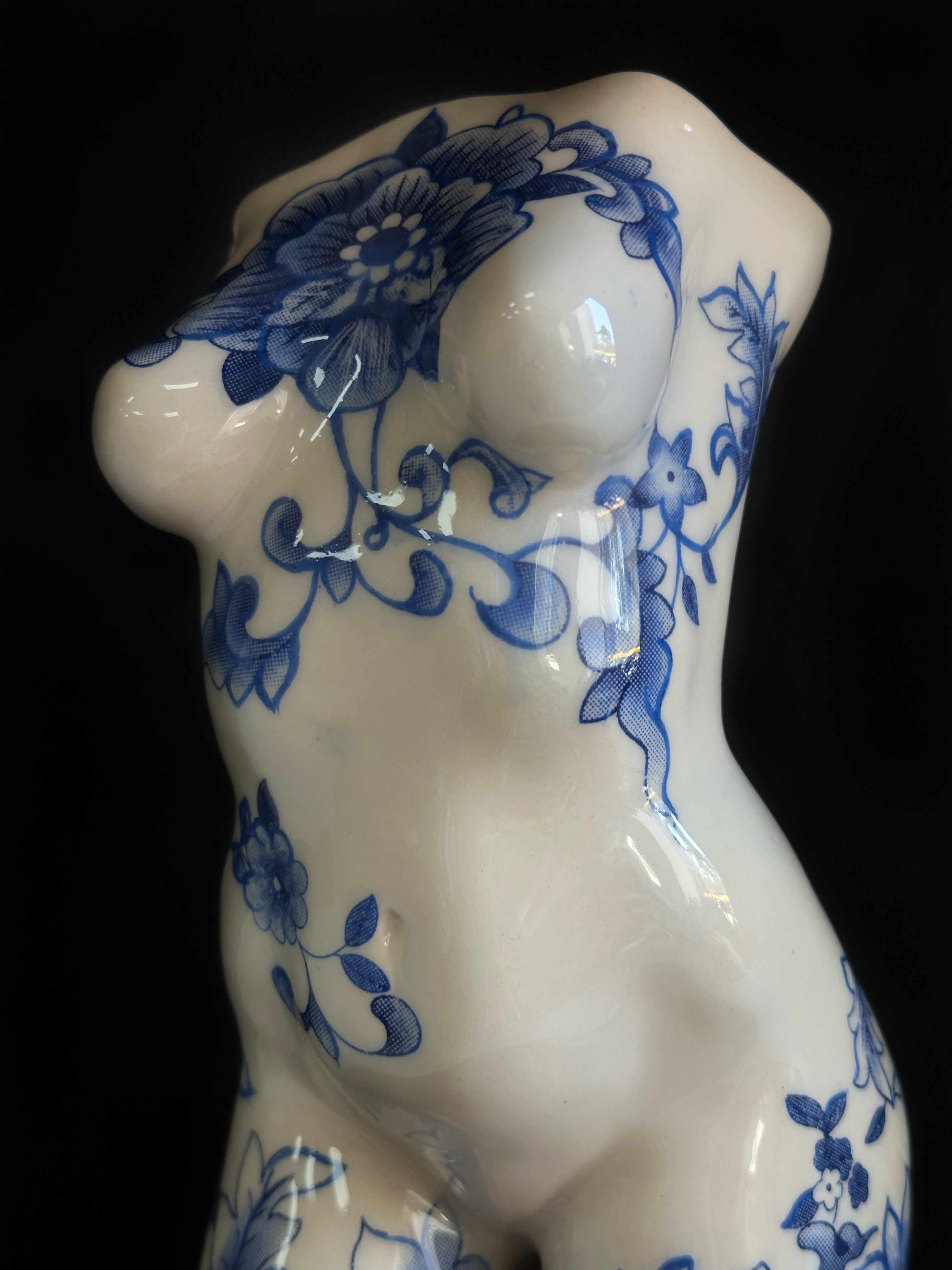 Hand-Painted Ceramic Female Body Vase