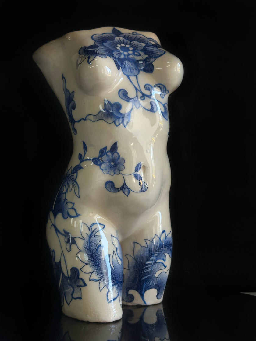 Hand-Painted Ceramic Female Body Vase