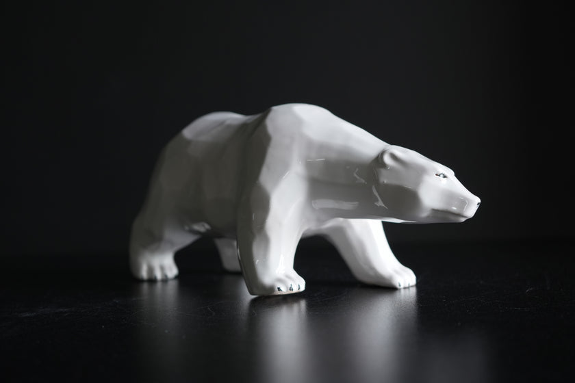 Polar Bear Ceramic Sculpture | Handmade White Bear Figurine
