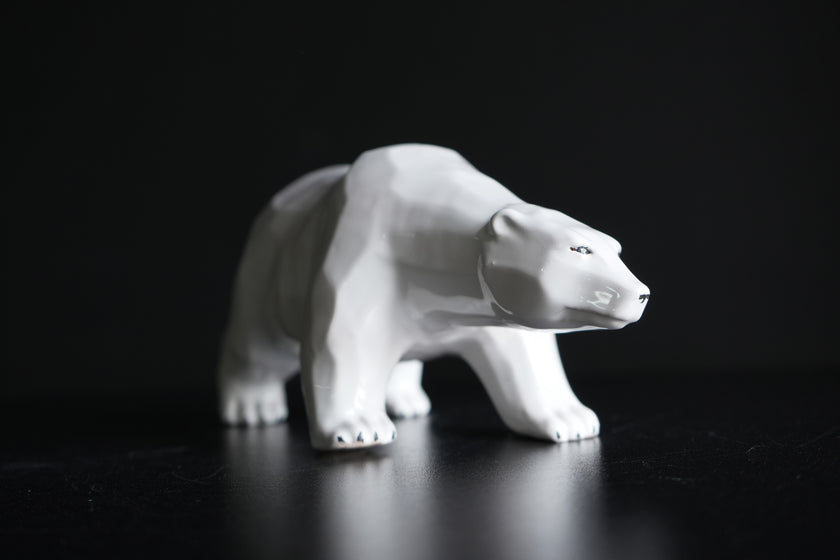 Polar Bear Ceramic Sculpture | Handmade White Bear Figurine