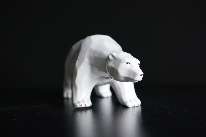 Polar Bear Ceramic Sculpture | Handmade White Bear Figurine