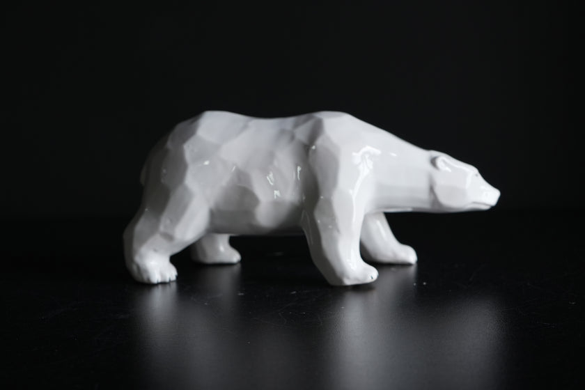 Polar Bear Ceramic Sculpture | Handmade White Bear Figurine