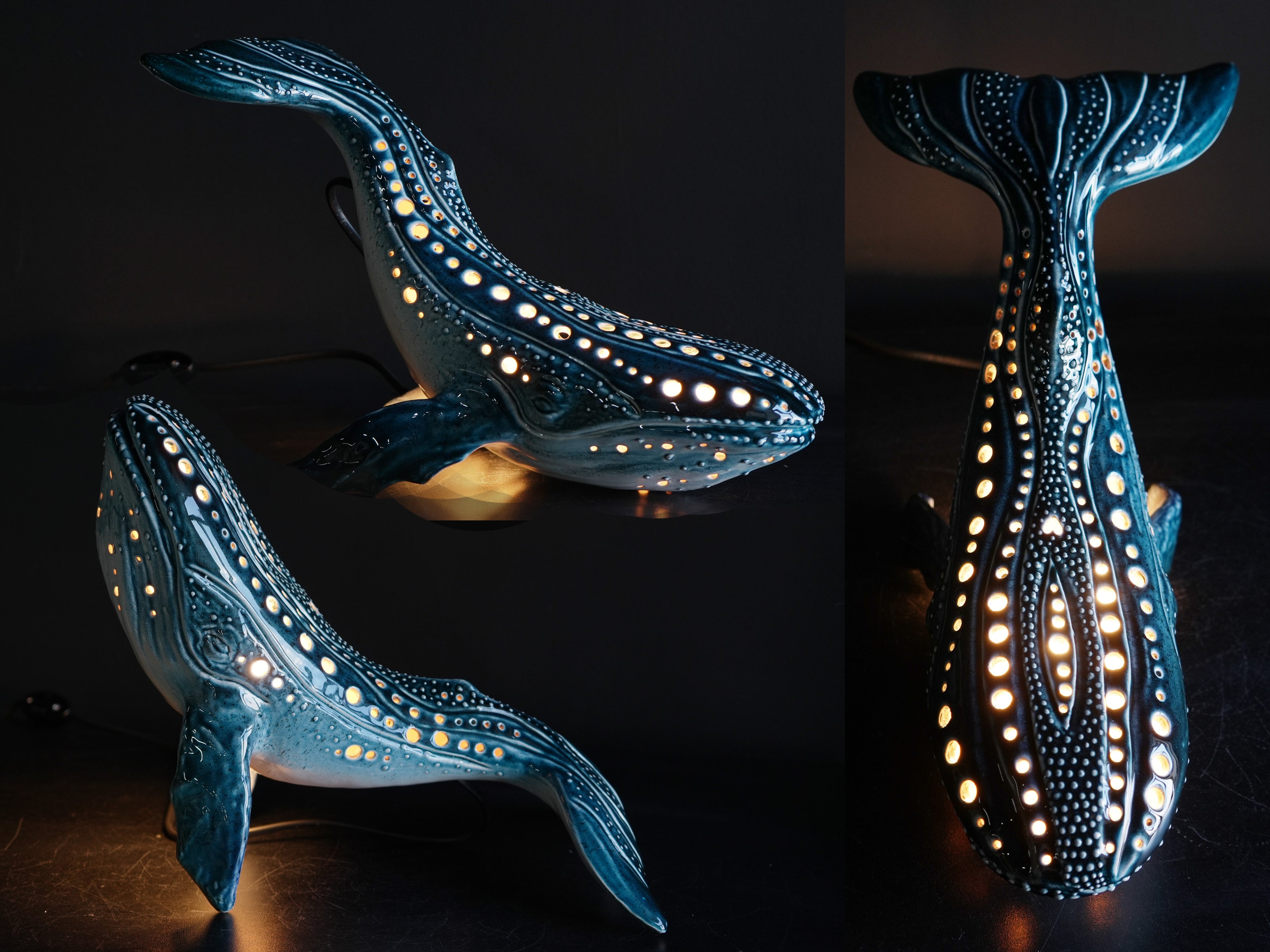 Handmade Ceramic Whale Lamp